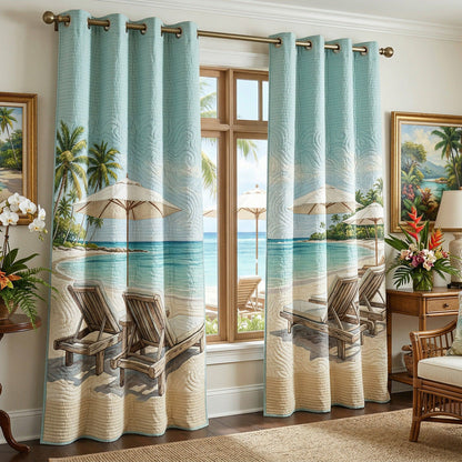 Palm Coast View Quilted Curtains NCU0DH962