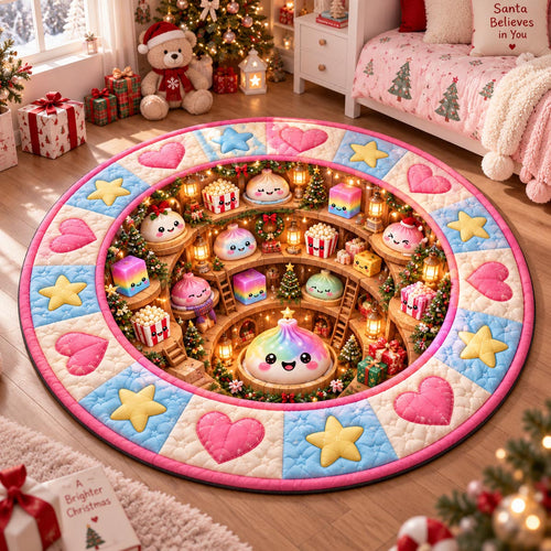 Pastel Candyland Christmas Quilted Round Mat SN0DV807