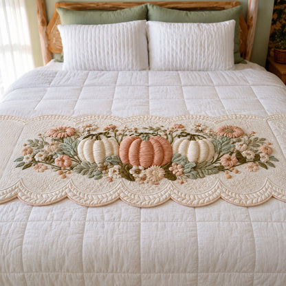 Pastel Heirloom Pumpkins Custom Shape Quilted Bed Runner SN0DV218