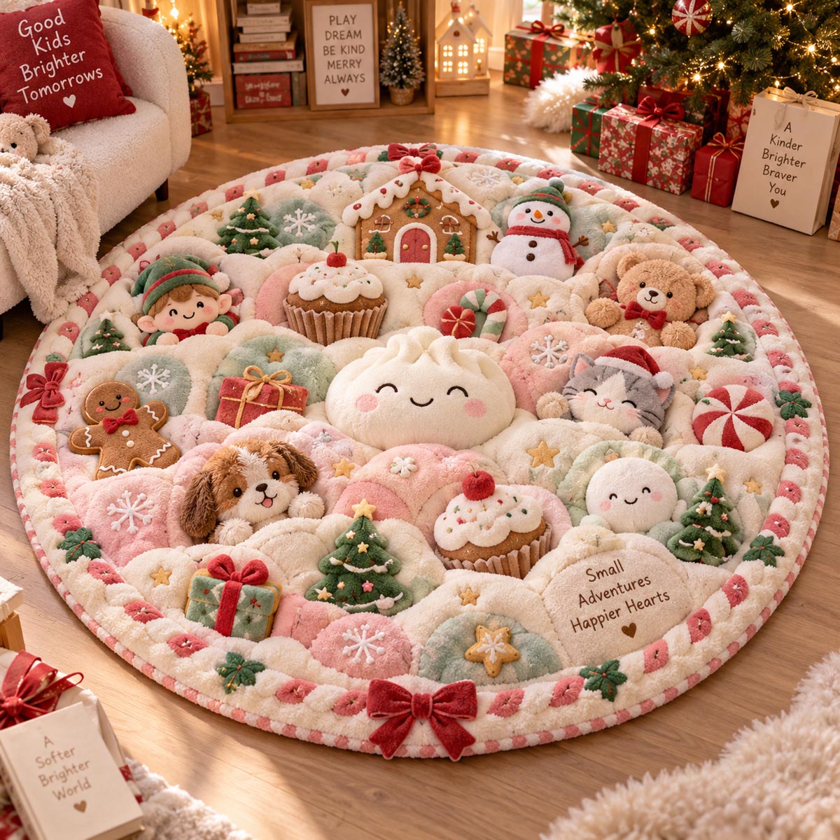 Pastel Holiday Wonderland Quilted Round Mat SN0DV818