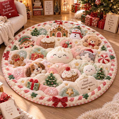 Pastel Holiday Wonderland Quilted Round Mat SN0DV818