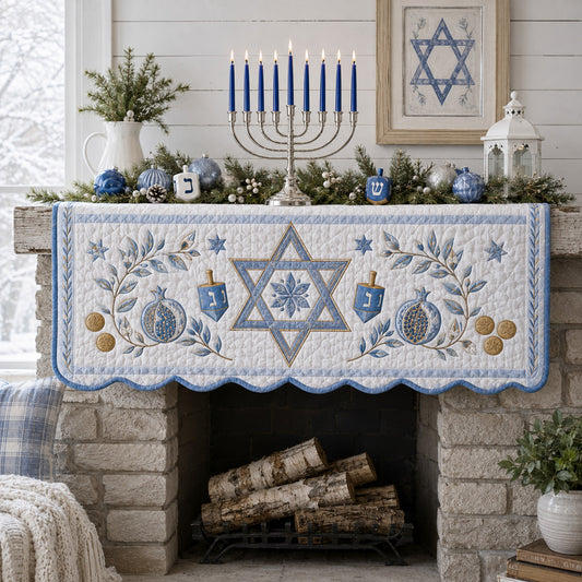 Pastel Winter Hanukkah Quilted Mantel Scarf SN0HH0178