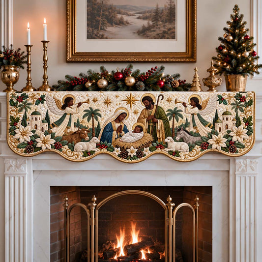 Pastoral Nativity Quilted Mantel Scarf SN0HH0382