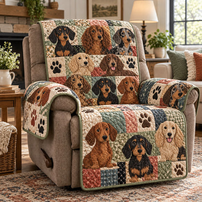 Patchwork Doxie Pals Quilted Sofa Cover SN0HH0964