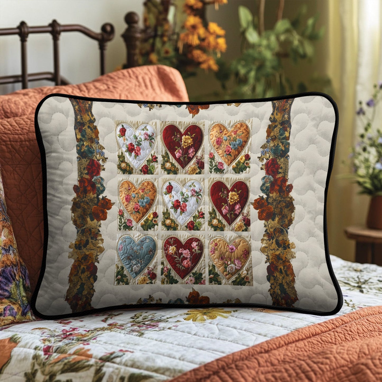 Patchwork Hearts Quilted Bedding Pillow Case NCU0DK3600