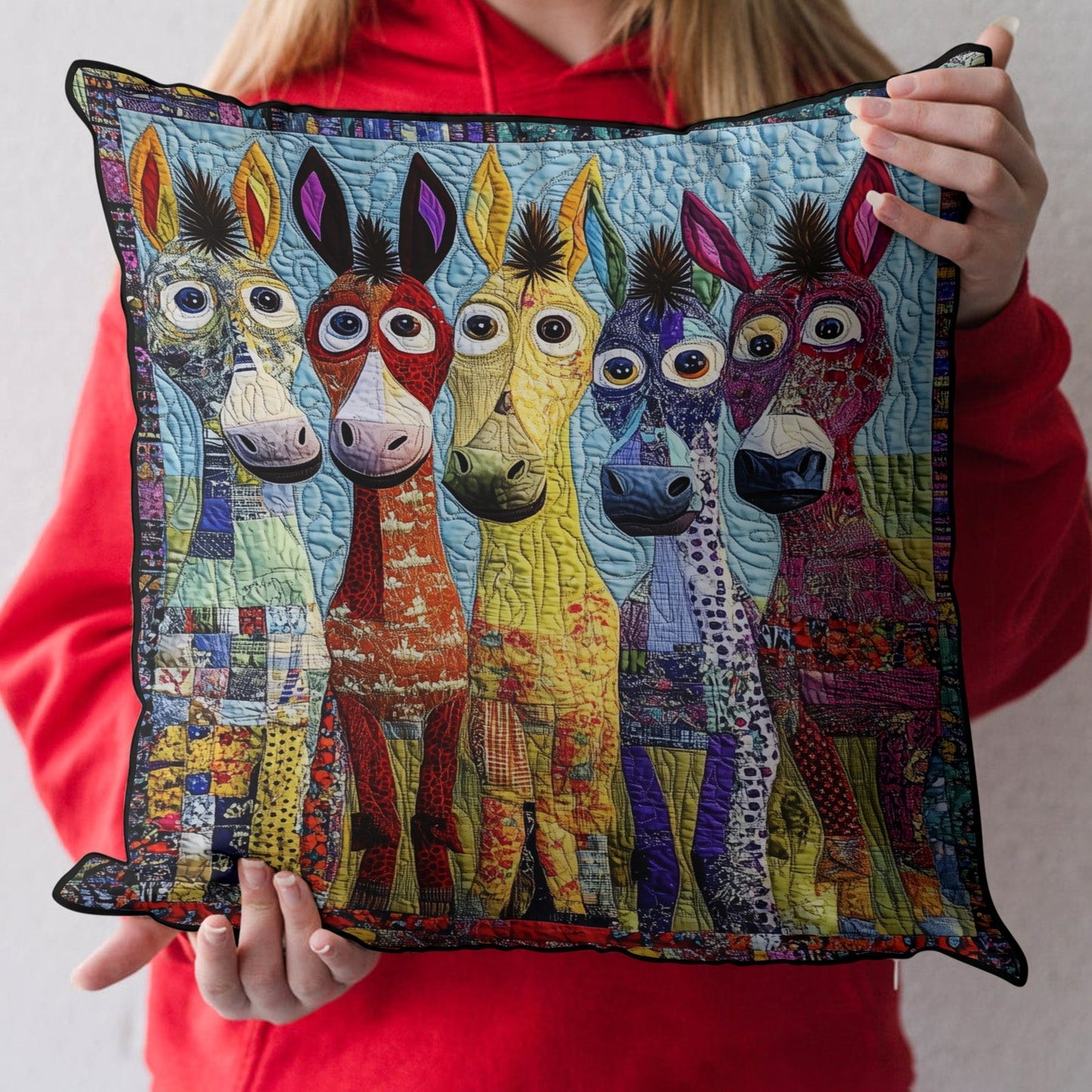 Patchwork Ponies Quilted Pillow Case NCU0PT4630