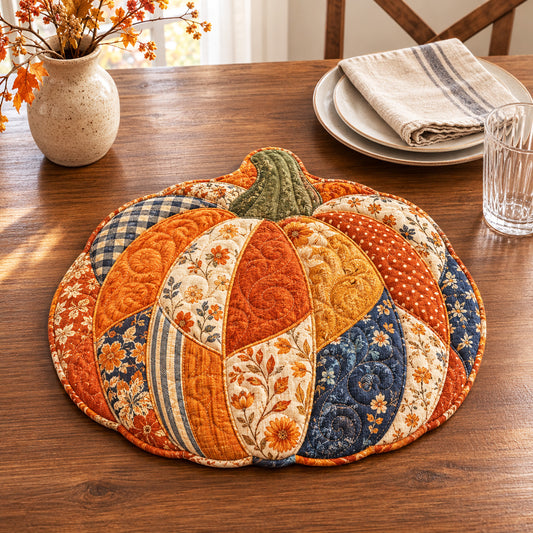 Patchwork Pumpkin Custom Shape Quilted Placemat SN0TV021