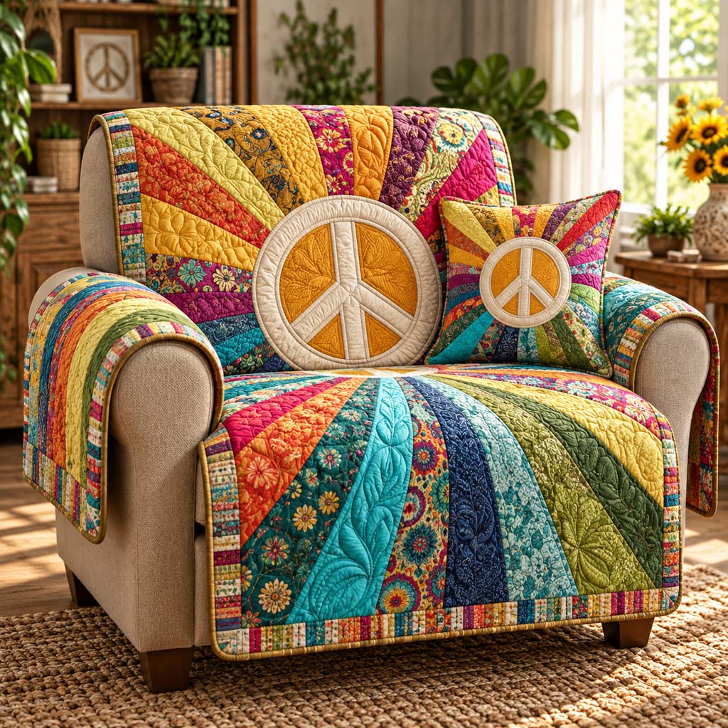 Patchwork Sunray Peace Quilted Sofa Cover SN0HH1021