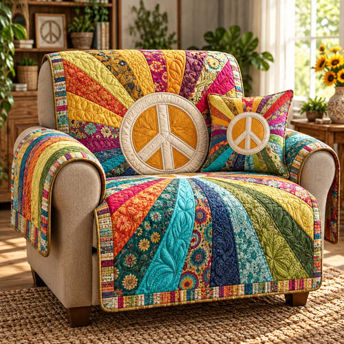 Patchwork Sunray Peace Quilted Sofa Cover SN0HH1021
