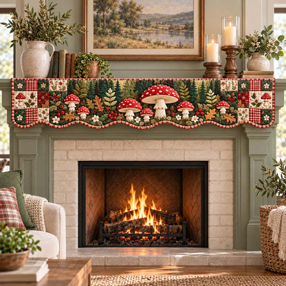Patchwork Toadstool Trail Quilted Mantel Scarf SN0HH0987