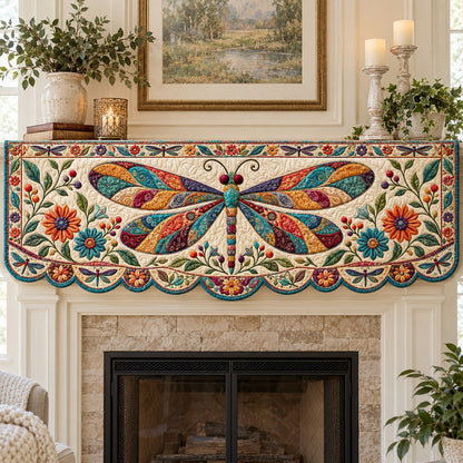 Patchwork Wing Dragonfly Quilted Mantel Scarf SN0TV962