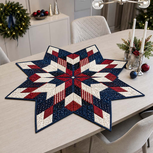 Patriot Star Snowflake Custom Shape Quilted Table Topper SN0HH0297