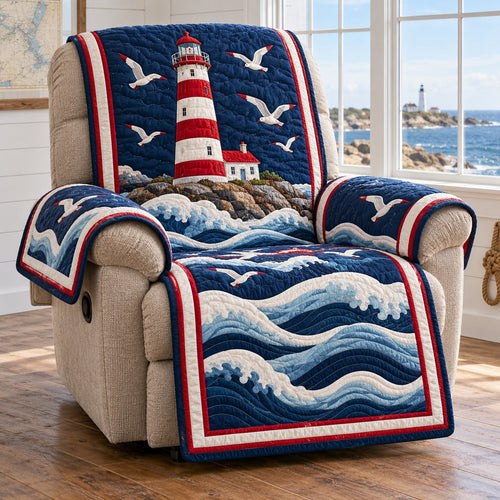 Patriotic Lighthouse Waves Quilted Sofa Cover SN0TV915