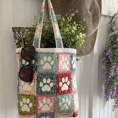 Paws and Petals Quilted Zipper Tote Bag SN0PT006