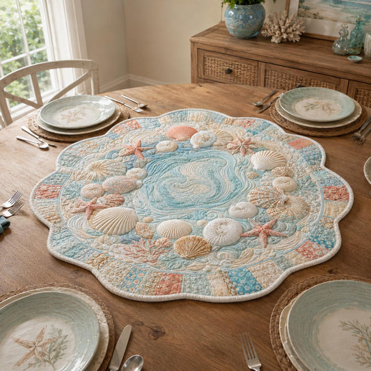 Pearl Seashell Garden Custom Shape Quilted Table Topper SN0DV535