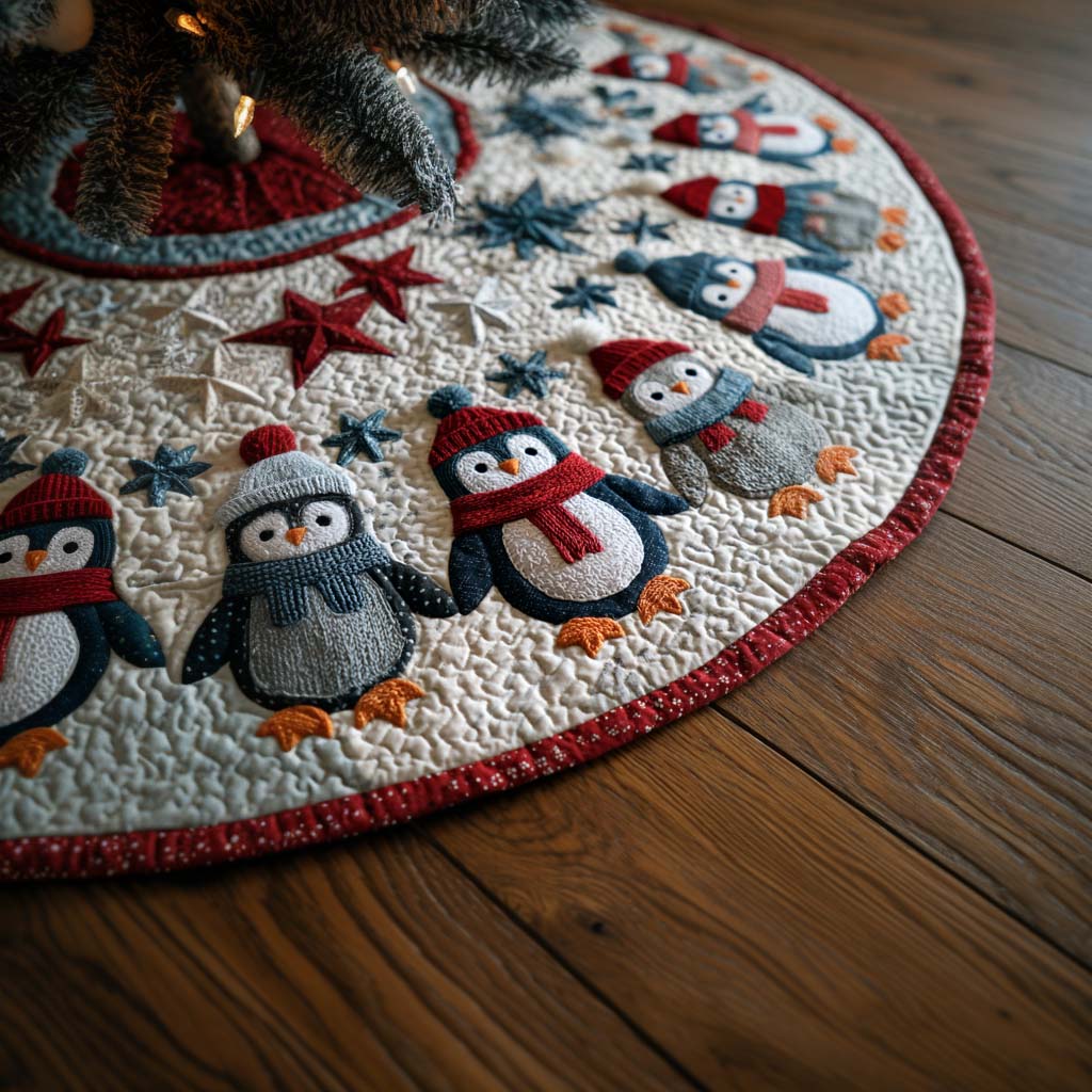 Penguin Whisper Christmas Quilted Tree Skirt NCU0DDK1737