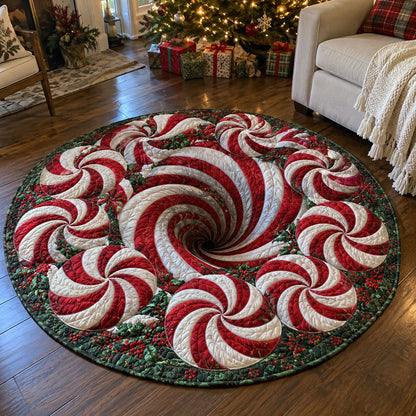 Peppermint Christmas Swirl Quilted Round Mat SN0PT1365