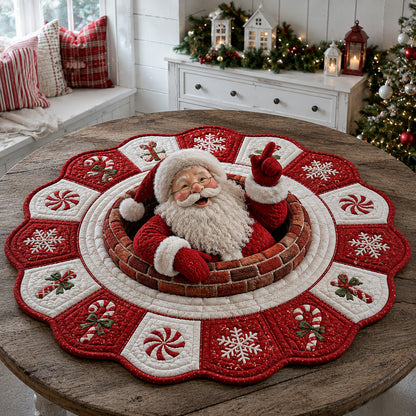 Peppermint Santa Claus Custom Shape Quilted Table Topper SN0HH0138