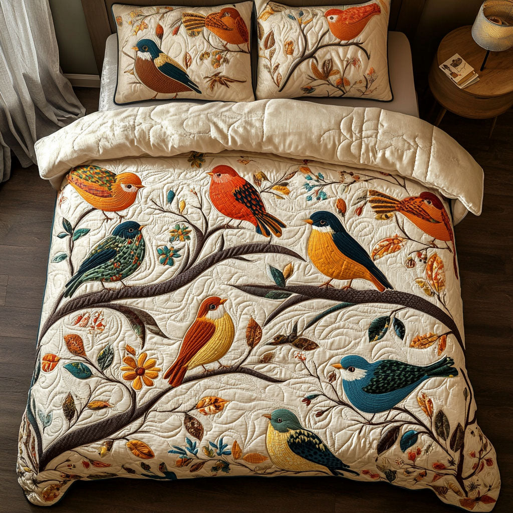 Perch Petals 3-Piece Quilted Bedding Set NCU0VH1103