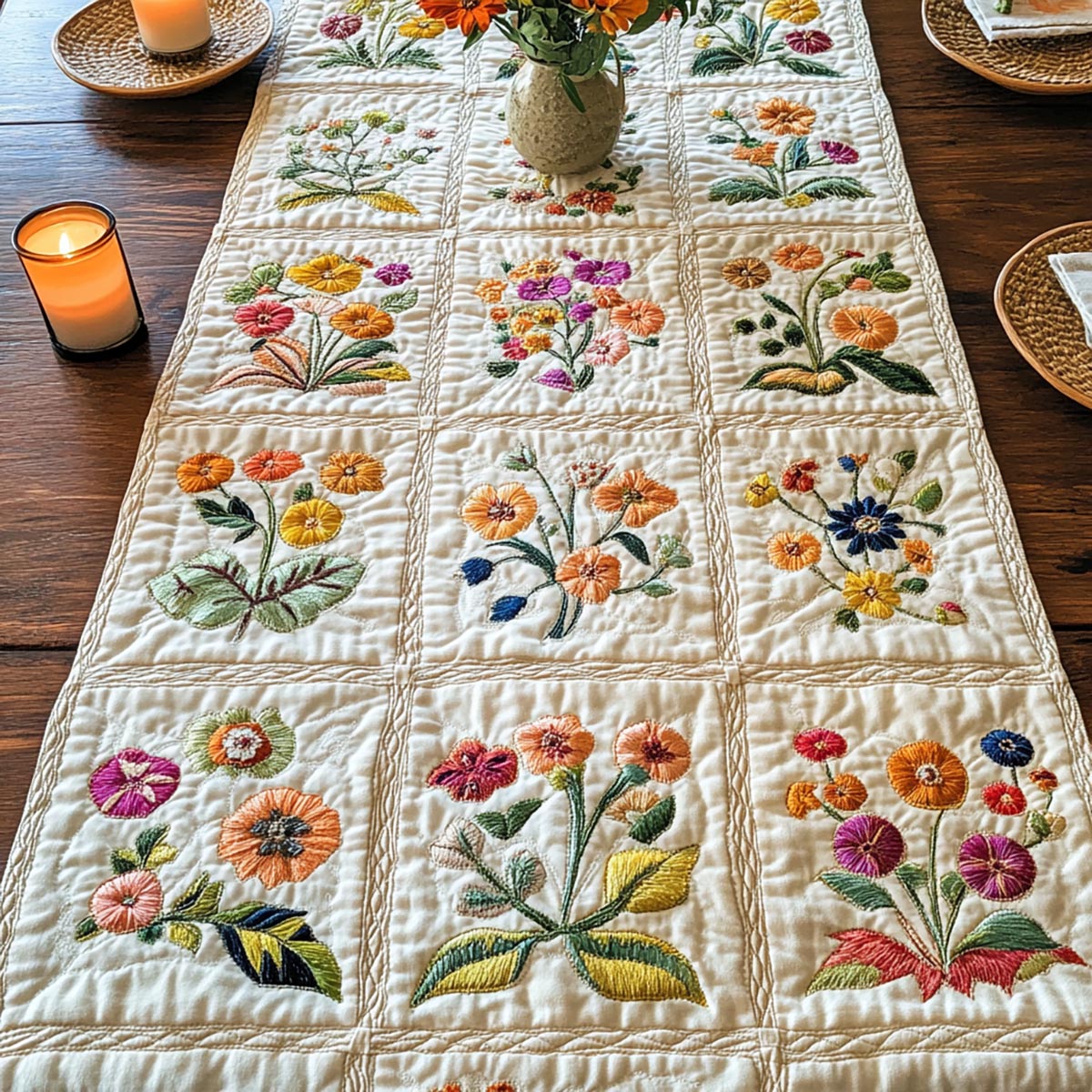 Petal Bliss Quilted Table Runner NCU0NVH455