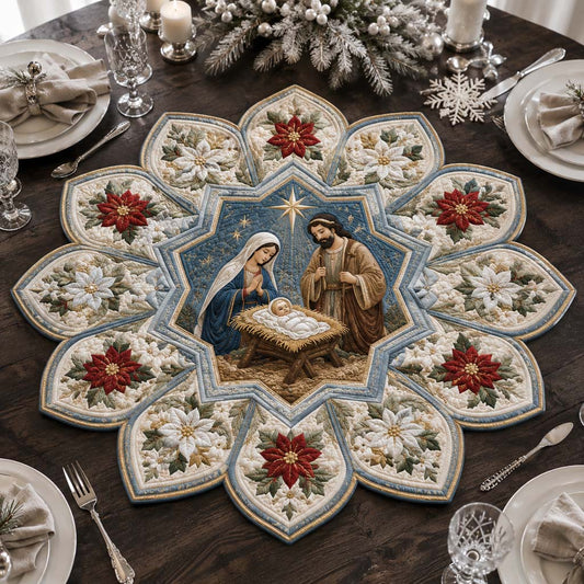 Petal Nativity Harmony Custom Shape Quilted Table Topper SN0HH0306
