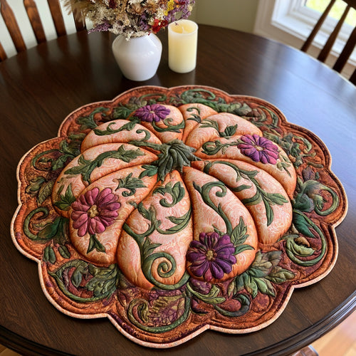 Petal Pumpkin Custom Shape Quilted Table Topper NCU0LV206