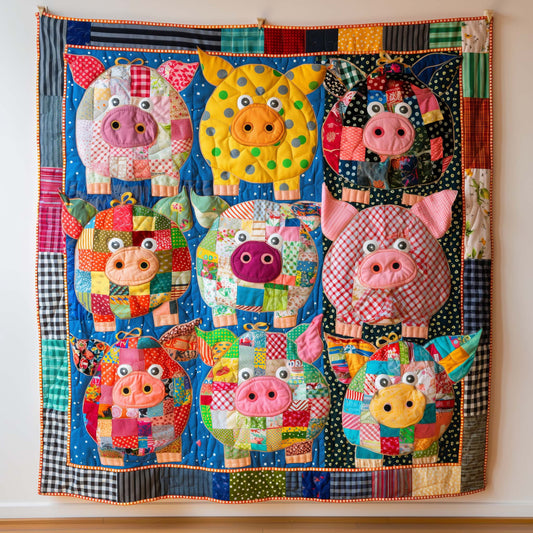Piggy Rainbow Patchwork Quilted Blanket NCU0TL280