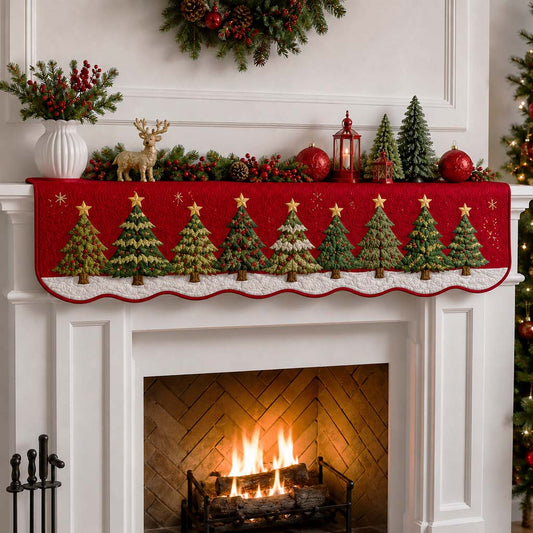 Pine Christmas Tree Quilted Mantel Scarf SN0HH0254