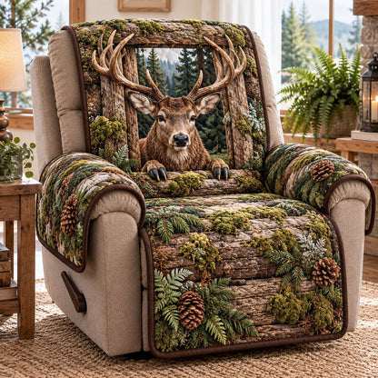 Pine Forest Stag Quilted Sofa Cover SN0TD1291