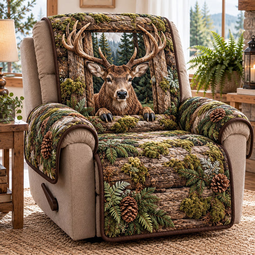 Pine Forest Stag Quilted Sofa Cover SN0TD1291