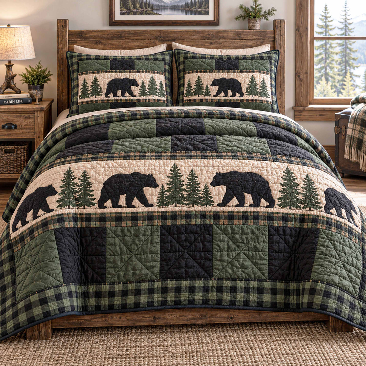 Pine March 3-Piece Quilted Bedding Set SN0TD1054