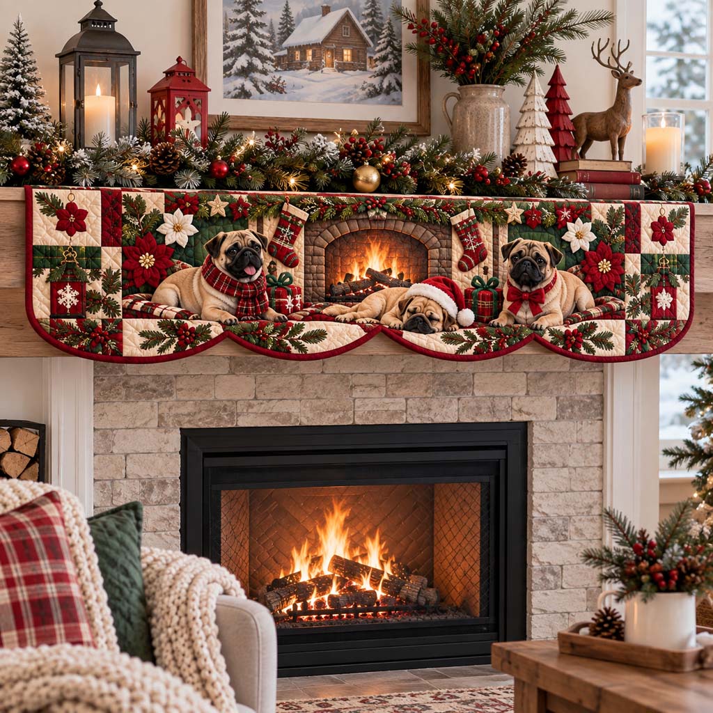 Pine Pug Quilted Mantel Scarf SN0HH0676