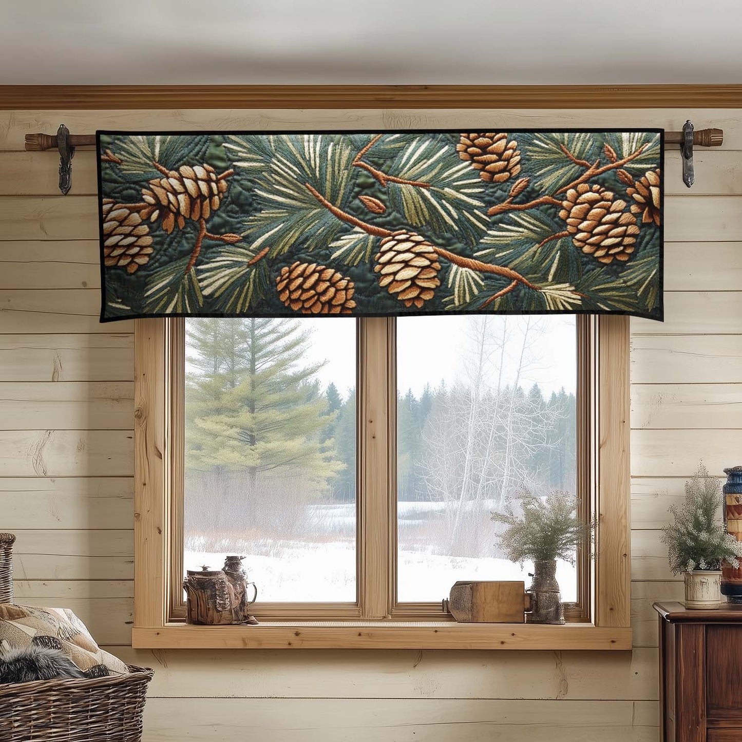 Pinecone Forest Quilted Valance NCU0VH5982