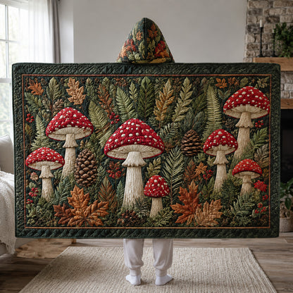 Pinecone Grove Mushroom Quilted Hooded Blanket SN0HH0047