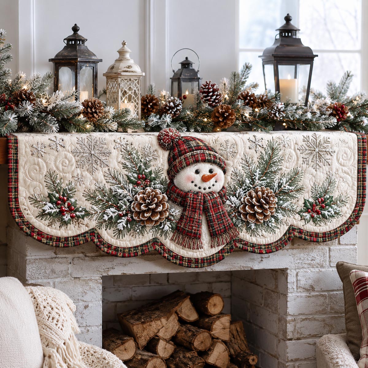 Pinecone Snowman Mantle Scarf SN0DV300