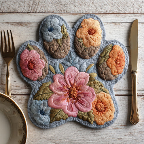 Pink Bloom Custom Shape Quilted Placemat NCU0LV079