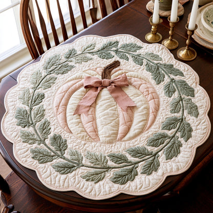 Pink Bow Custom Shape Quilted Table Topper NCU0LV161