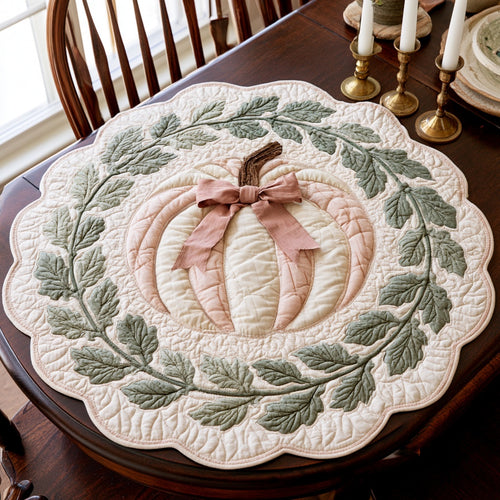 Pink Bow Custom Shape Quilted Table Topper NCU0LV161