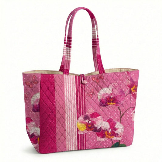 Pink Orchid Reverie Quilted Classic Tote Bag SN0PT015