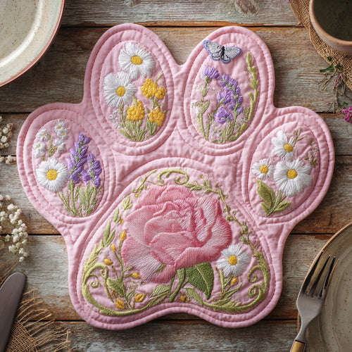 Pink Rose Custom Shape Quilted Placemat NCU0LV097