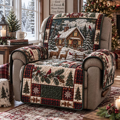Plaid Christmas Cabin Quilted Sofa Cover SN0DV944