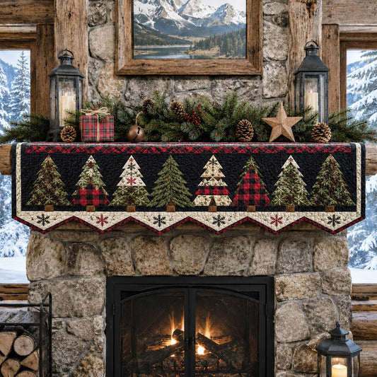 Plaid Christmas Tree Quilted Mantel Scarf SN0HH0255
