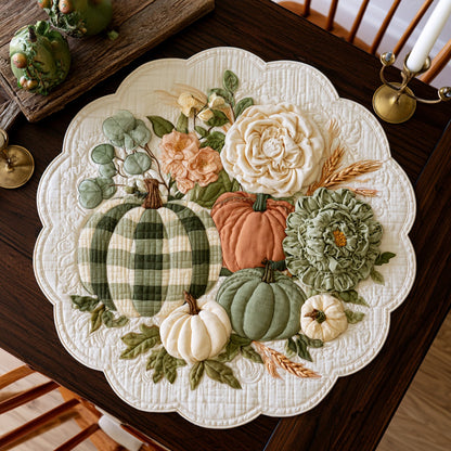 Plaid Gourd Custom Shape Quilted Table Topper NCU0LV178