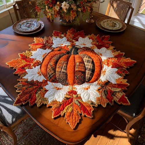 Plaid Pumpkin Harvest Custom Shape Quilted Table Topper SN0DV195