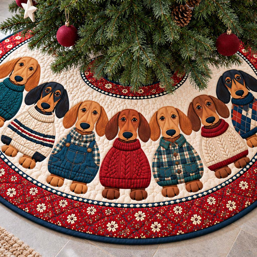 Plaid Sweater Doxies Quilted Tree Skirt SN0HH1097