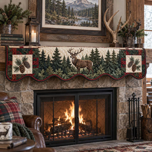 Plaid Timber Stag Quilted Mantel Scarf SN0HH0344