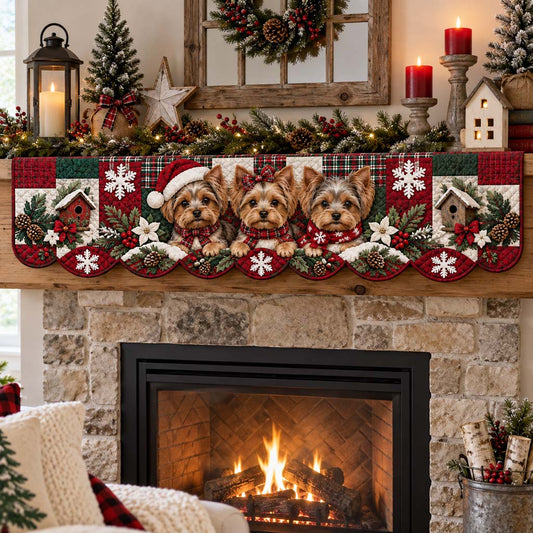 Plaid Yorkie Quilted Mantel Scarf SN0HH0667
