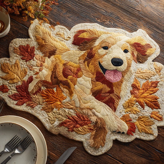 Playful Golden Custom Shape Quilted Placemat NCU0LV122