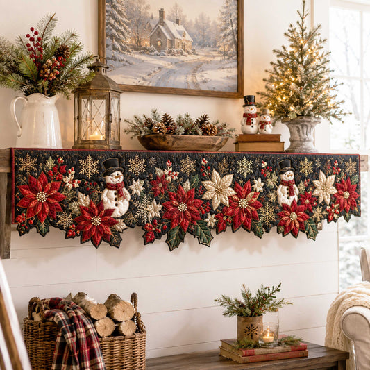 Poinsettia Charm Quilted Mantel Scarf SN0TD359