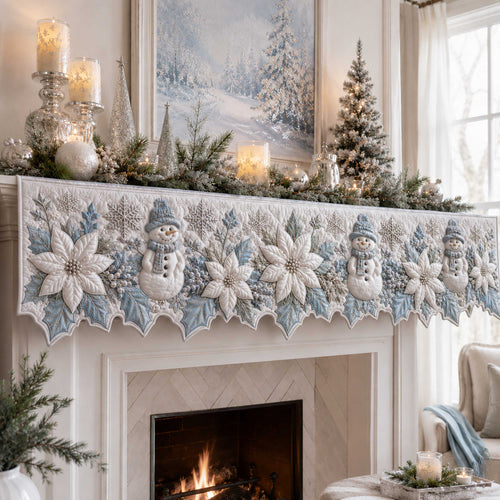 Poinsettia Garden Quilted Mantel Scarf SN0TD357